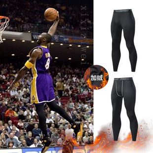 加绒篮球打底裤男士冬季保暖打篮球紧身裤透气速干弹力打底压缩裤