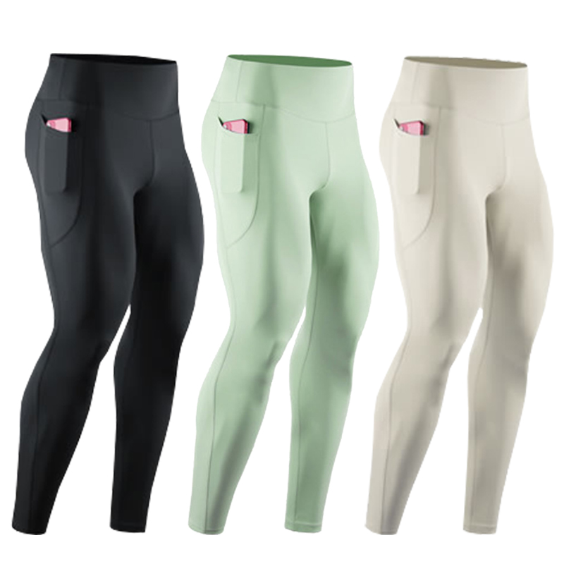 男士高腰健身长裤白色运动紧身九分裤高弹鲨鱼压缩瑜伽打底裤口袋