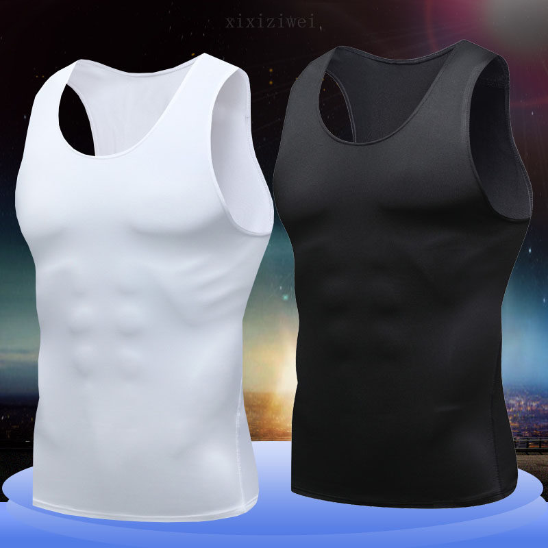 纯色运动背心紧身衣男士肌肉训练跑步撸铁高弹力透气速干上衣无袖