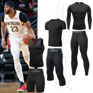 黑色篮球球衣打底套装男户外打篮球内搭紧身衣紧身裤弹力透气速干