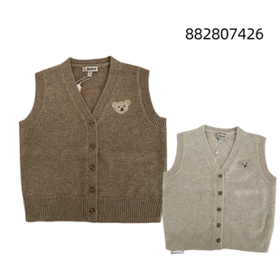 steiff小熊,针织v领开衫马甲背心羊绒羊毛