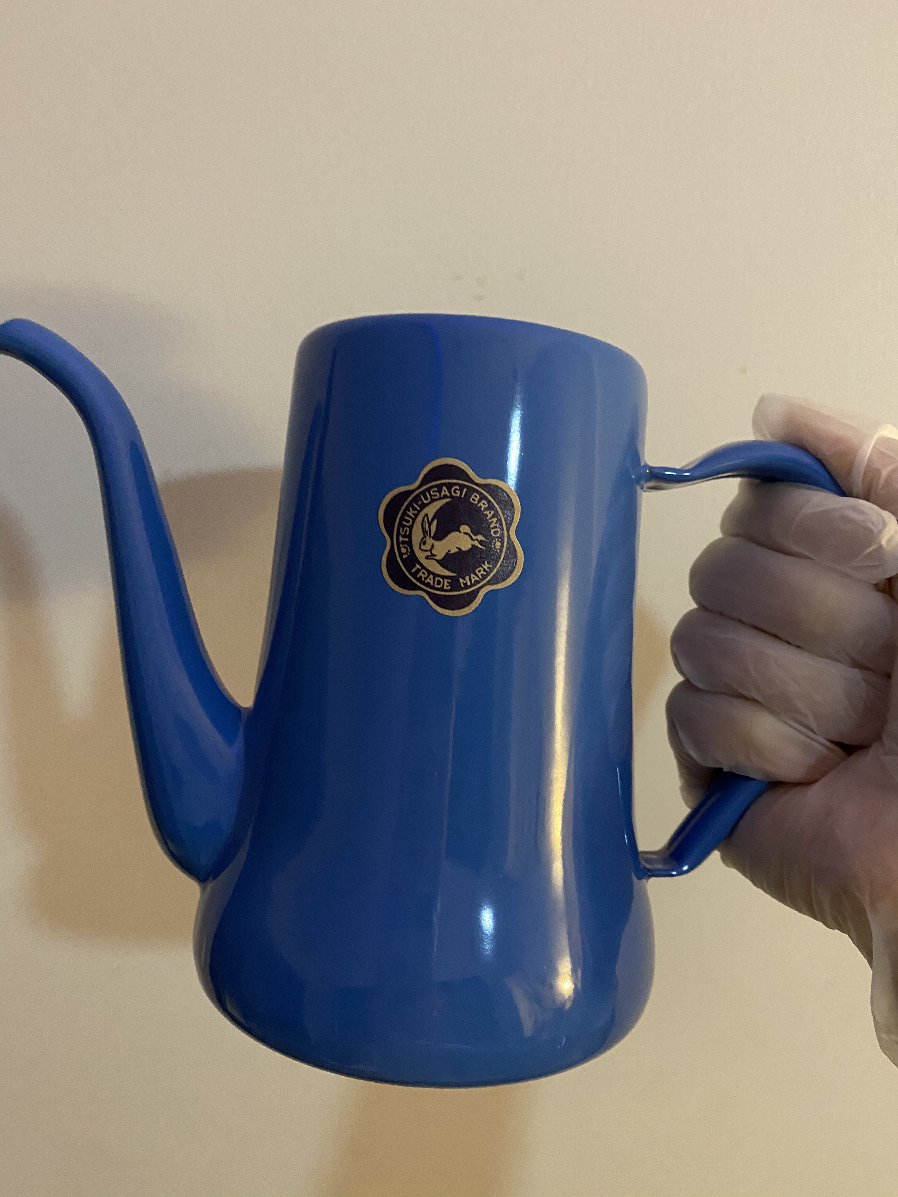 日本月兔印蓝色手冲咖啡壶茶壶水壶0.7l包邮