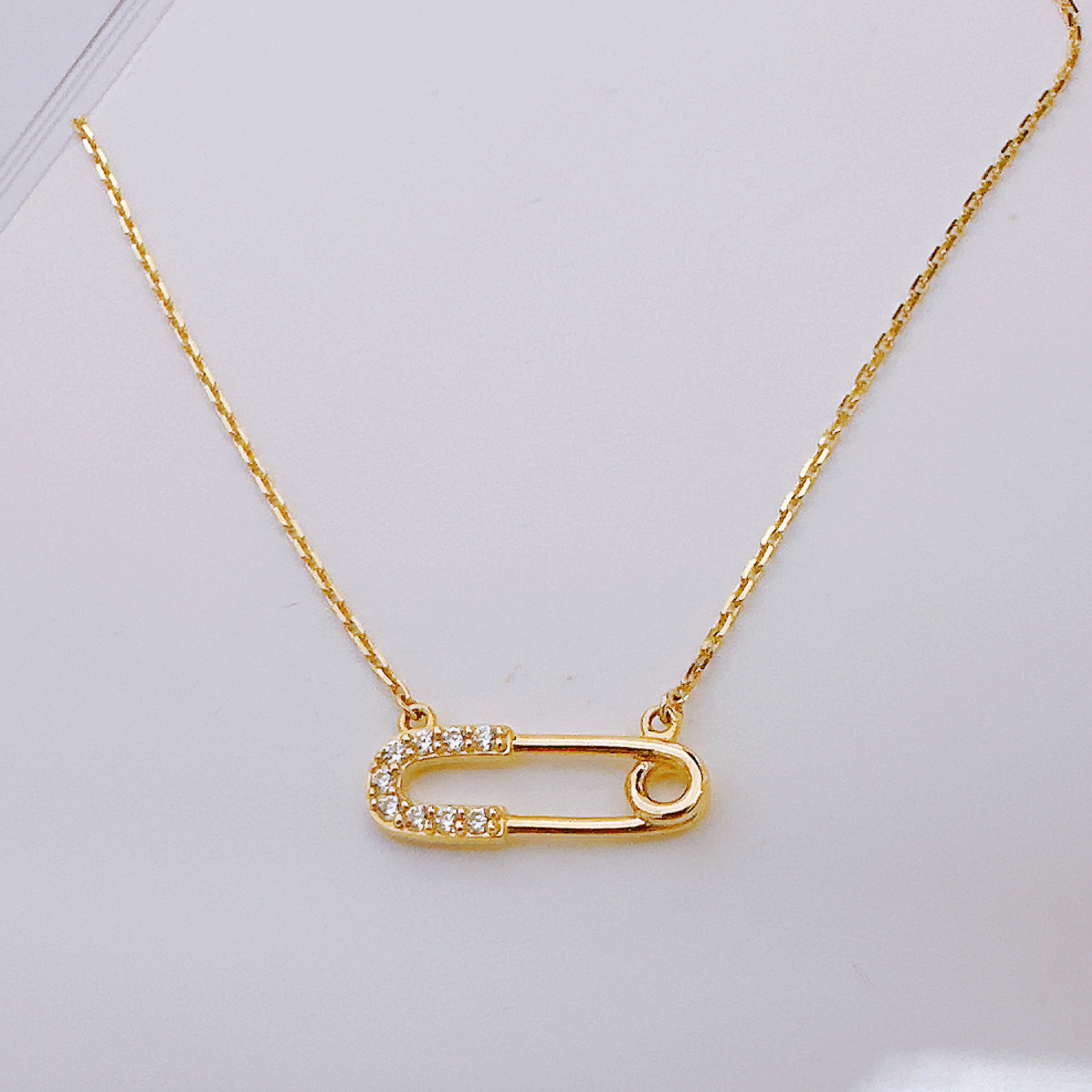 14k黄金项链回形针吊坠套链au585真金不掉色不过敏颈链瑞金本色