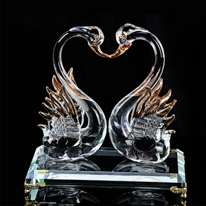 新品招财水晶情侣鹿鸳鸯天鹅结婚礼物摆件客厅家居书房工艺装饰品
