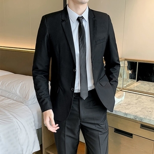 面试职业西装 气质夏季 西服外套男休闲宽松薄款 男西服上班商务正装