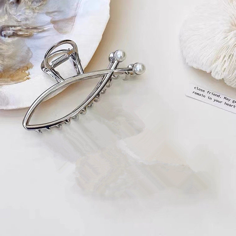 唯美气质鱼尾形状发抓高级金属质感时尚潮款发夹个性盘发抓发发饰