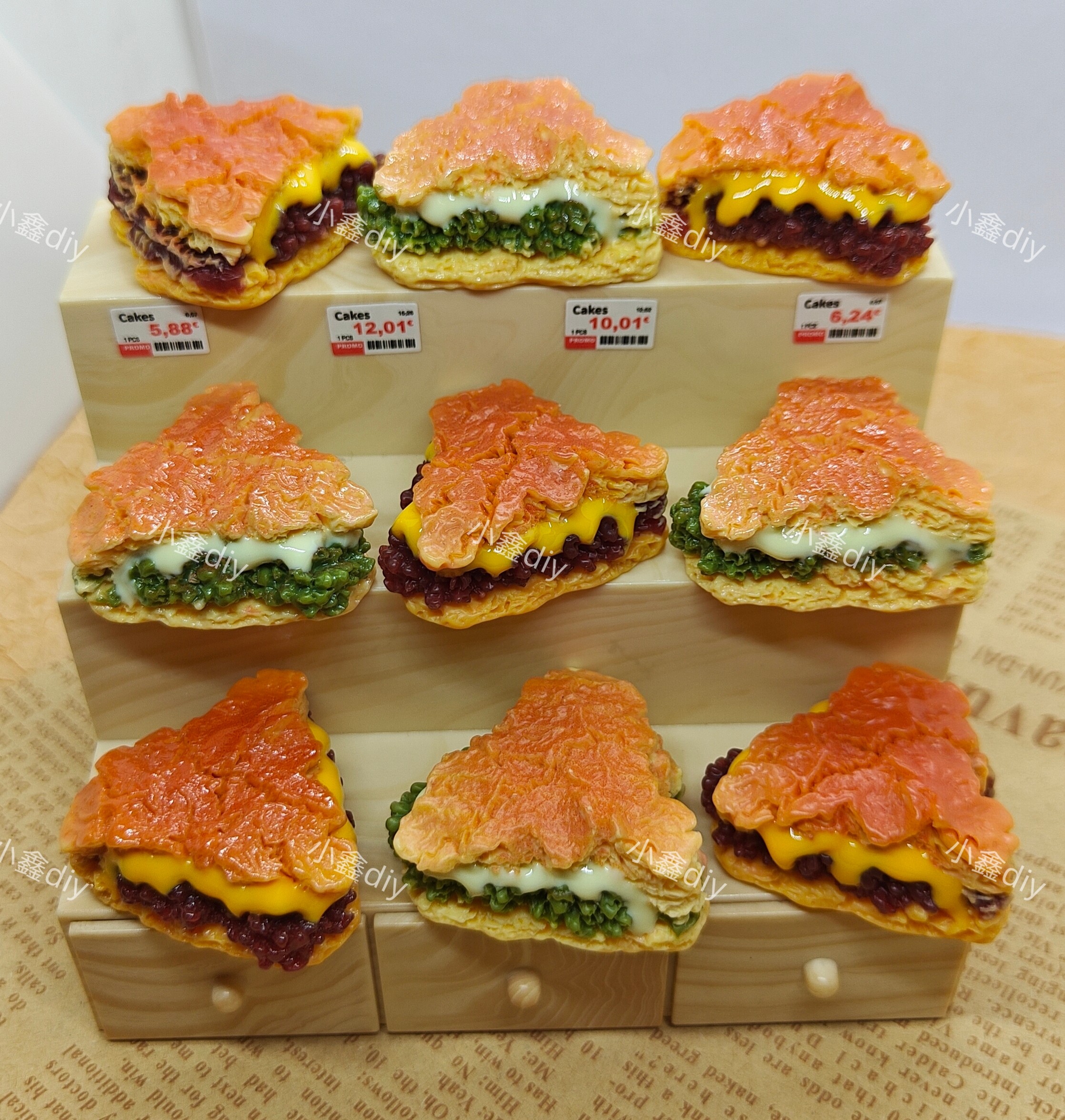 定制爆浆芝士松饼仿真diy树脂配件小摆件奶油胶玩具摆设微缩食玩
