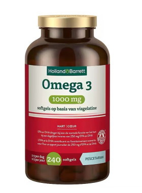 Holland&Barrett荷柏瑞荷兰Omega-3 1000mg鱼油软胶囊鱼油 240粒