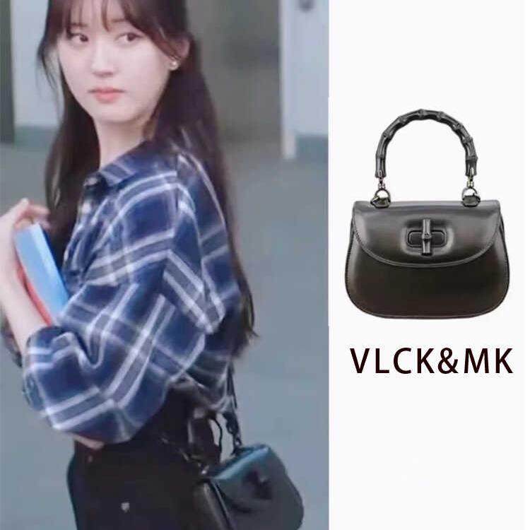 真皮竹节包时尚单肩斜挎手提复古