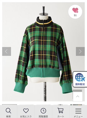 纯原 e@r PAPILLONNE 牛仔拼接格子 女士休闲外套  C3-3-88