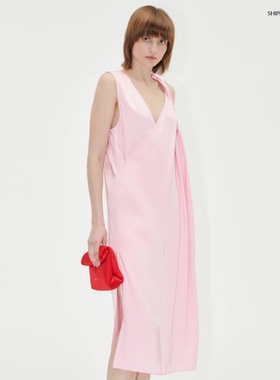 多巴胺粉色  stine goya兰精纤维缎面复古连衣裙 320欧元 C1-2-33
