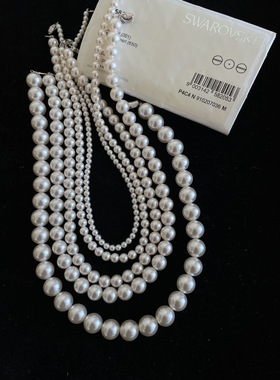年少不懂珍珠美~925银扣 施华洛澳白 正圆珍珠项链 多规格