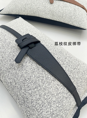 粗花呢皮绑带腰枕现代简约样板房腰靠黑白色长枕客厅沙发装饰靠u.