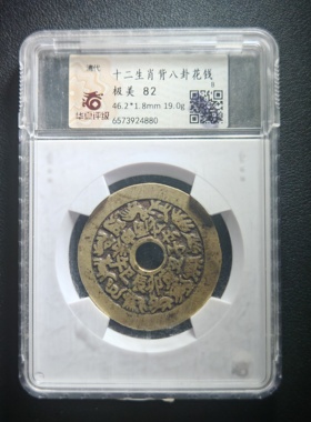 清代十二生肖背八卦图花钱华夏鉴定保真包老实拍按图发货(4880）