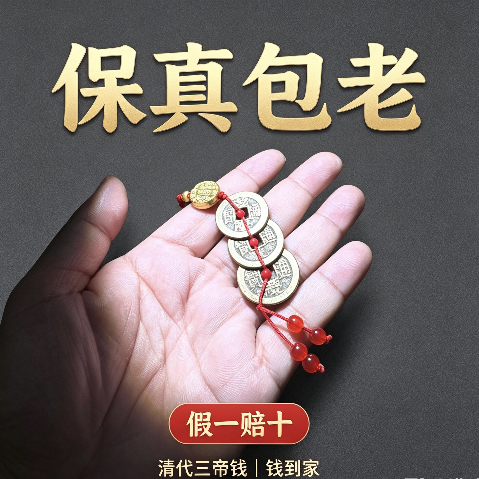三帝钱钱到家真品老铜钱乾隆道光嘉庆通宝古钱币随身车挂保真包老