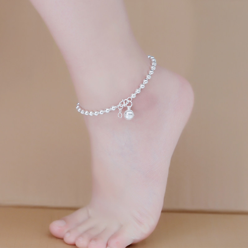 999 볼 비드 앵클릿 여성 민족 스타일 990 발 아네모네 작은 벨 앵클릿 맞춤형 비즈 수제 실버