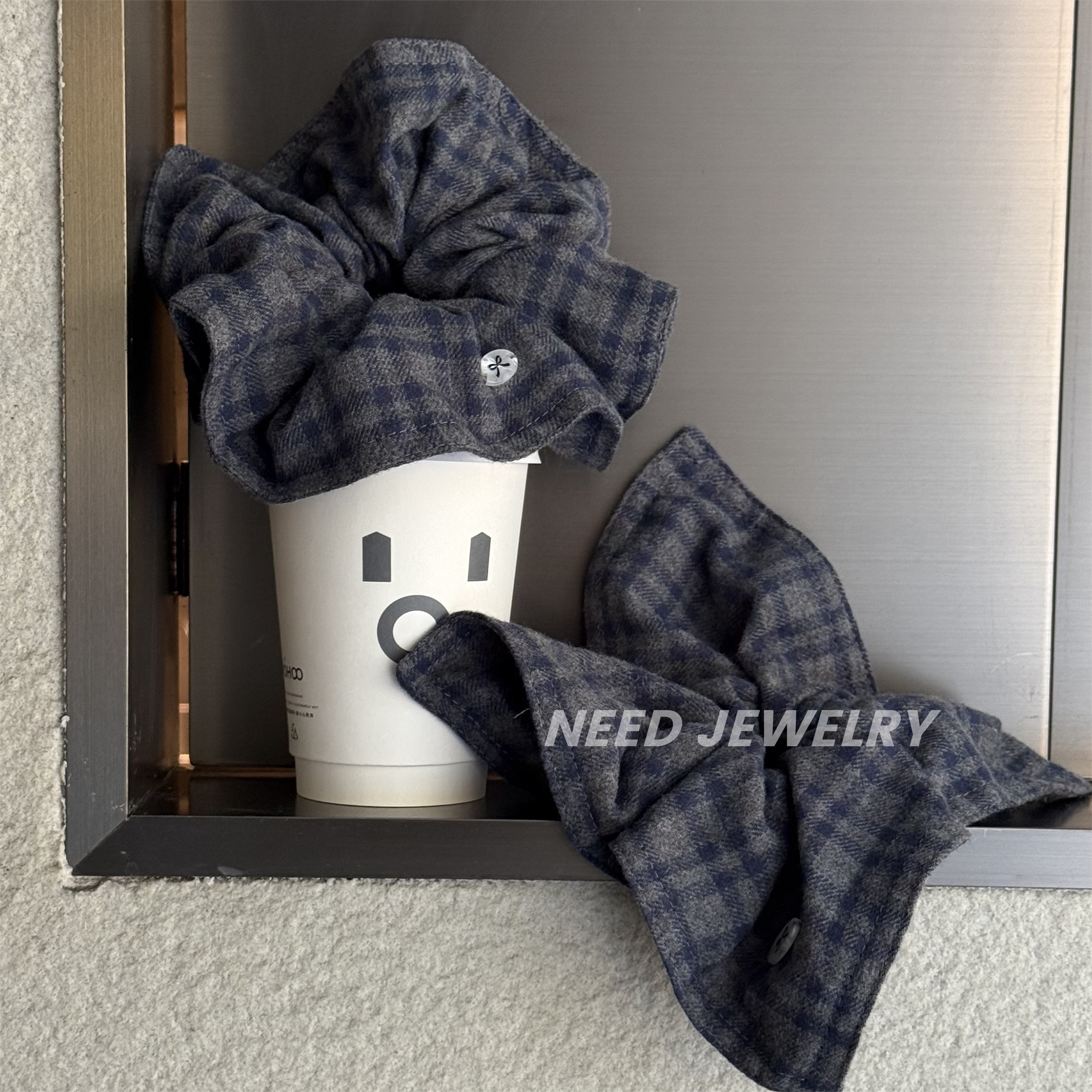 韩国ins秋冬新款扎马尾丸子头方形头绳布艺蓝灰条纹格大肠发圈女,饰品/流行首饰/时尚饰品新,发饰,淘宝优惠券,粉丝福利购,淘宝优惠卷