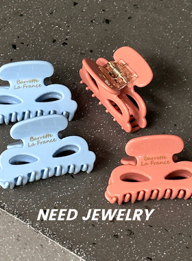 新款韩系ins复古风粉蓝色中号抓夹醋酸发抓少女后脑勺半扎鲨鱼夹