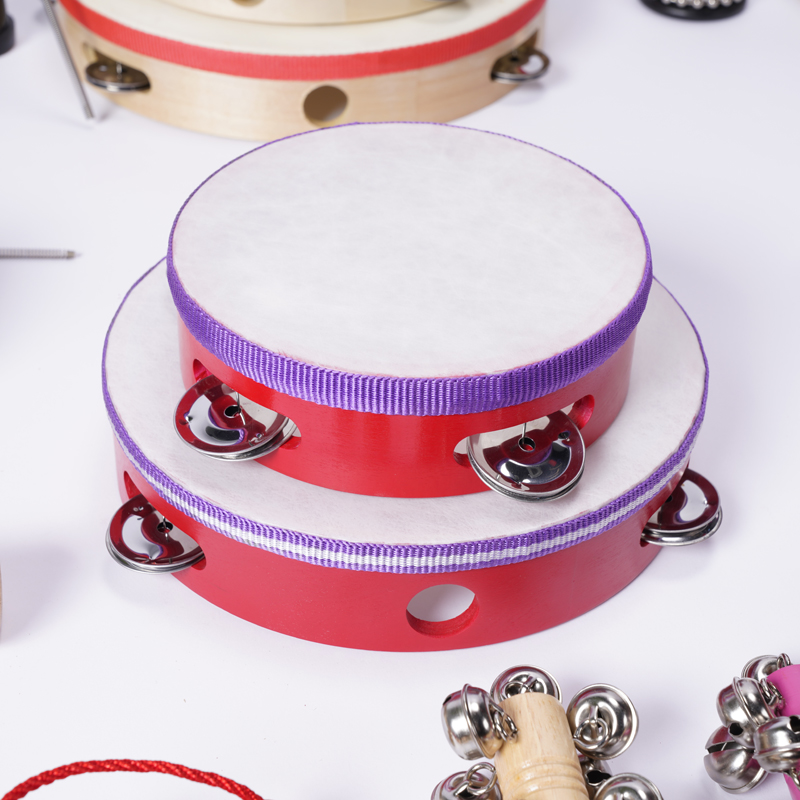 红色仿羊皮铃鼓奥尔夫乐器