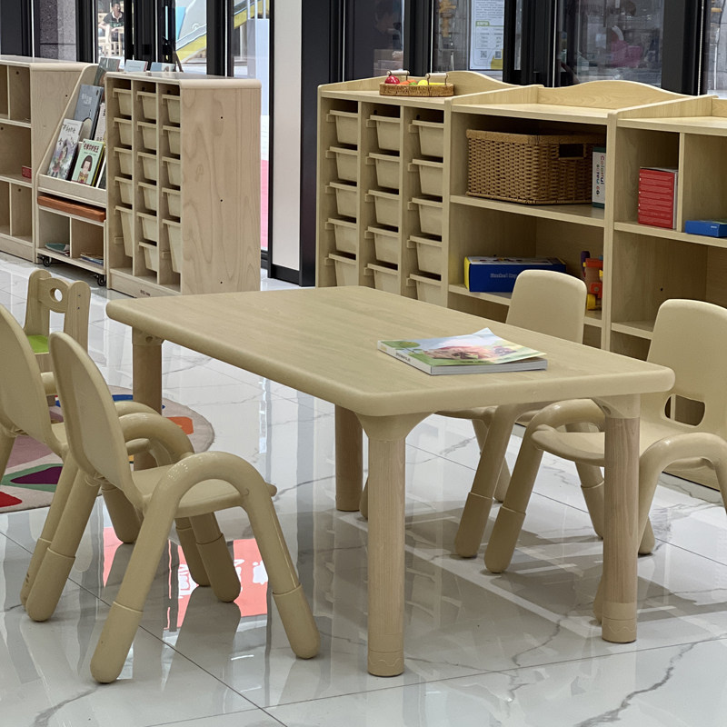 奇特乐塑料椅带扶手六人桌靠背椅幼儿园儿童学习桌椅长方桌椅子