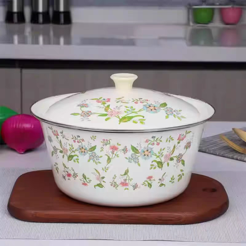 怀旧老式搪瓷盆带盖加厚猪油盆珐琅和面拌馅碗厨房储物盆食品级