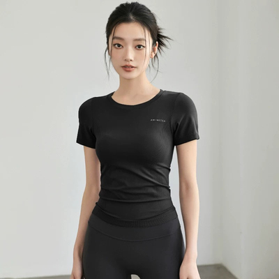 夏季新款女性感显瘦健身服专业训练运动短袖跑步弹力速干瑜伽上衣