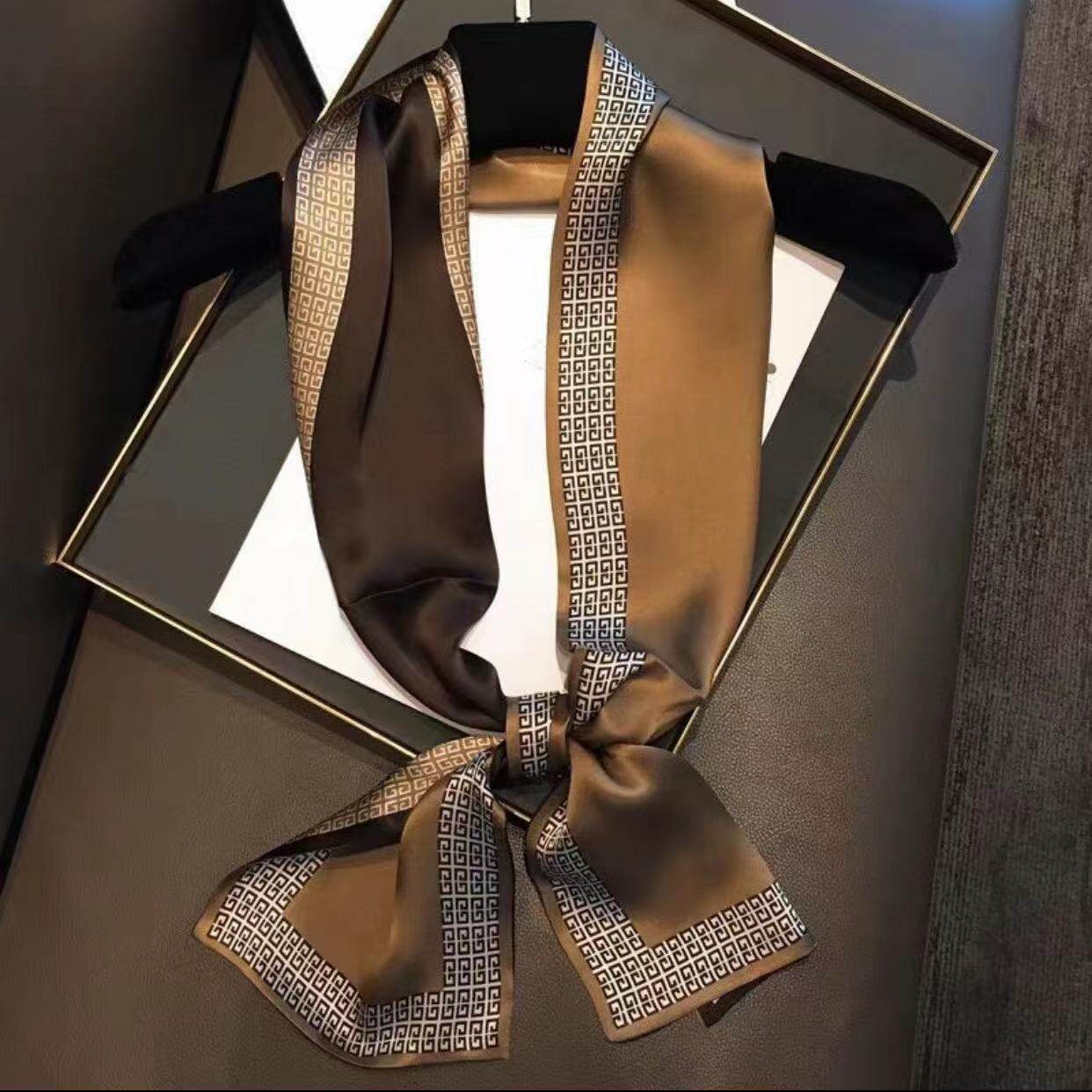 2026明星款长条小丝巾女飘带百搭围巾时尚搭配发带爆款真丝领巾