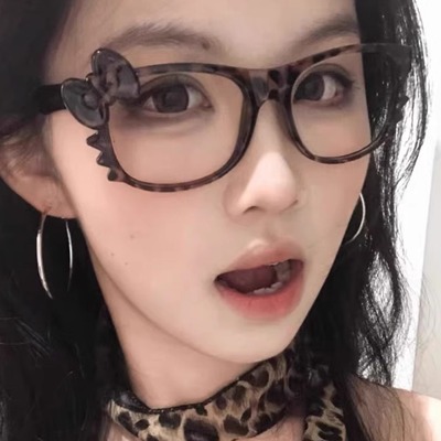 卡通豹纹千禧眼镜框玳瑁色可爱素颜装饰镜架复古古早甜酷搭配自拍