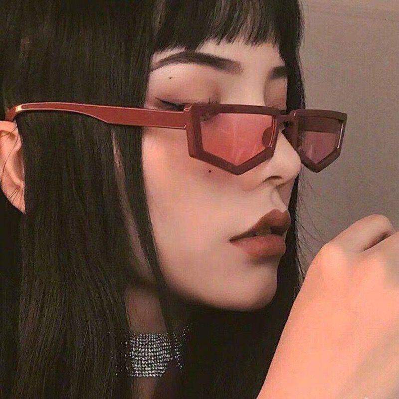 蹦迪血腥情侣土酷少女个性复古多边形墨镜彩框太阳镜凹造型男女款