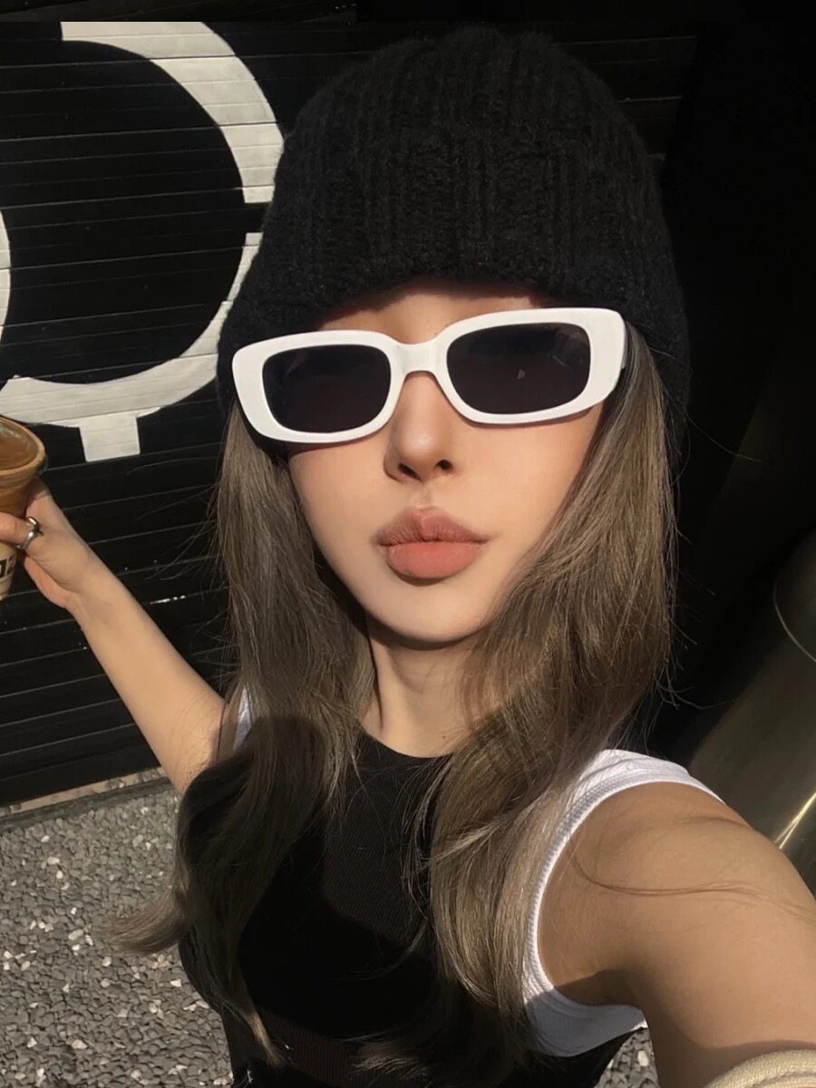 小方框白色墨镜欧美潮流i网红款