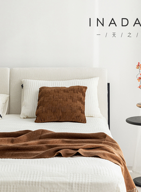 一天之间/大靠背可拆洗布艺白蜡木实木床现代轻奢简约主卧双人床