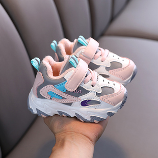 小童板鞋 加绒皮面老爹鞋 男宝宝鞋 秋冬单鞋 子 女孩休闲鞋 儿童运动鞋