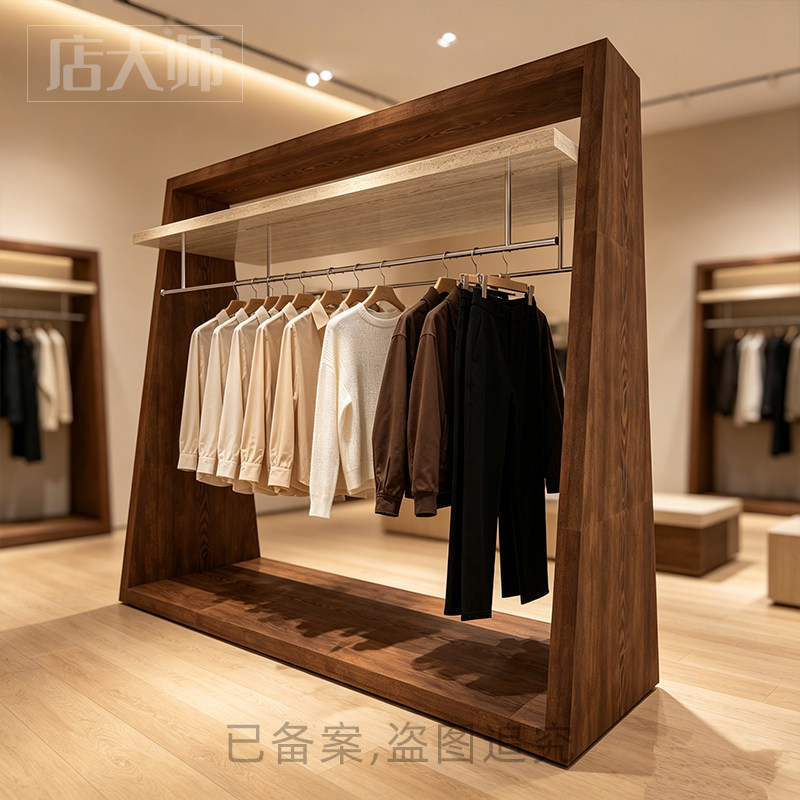 中岛展示架女装店双面衣架落地式服装陈列柜服装店中间挂衣展示柜