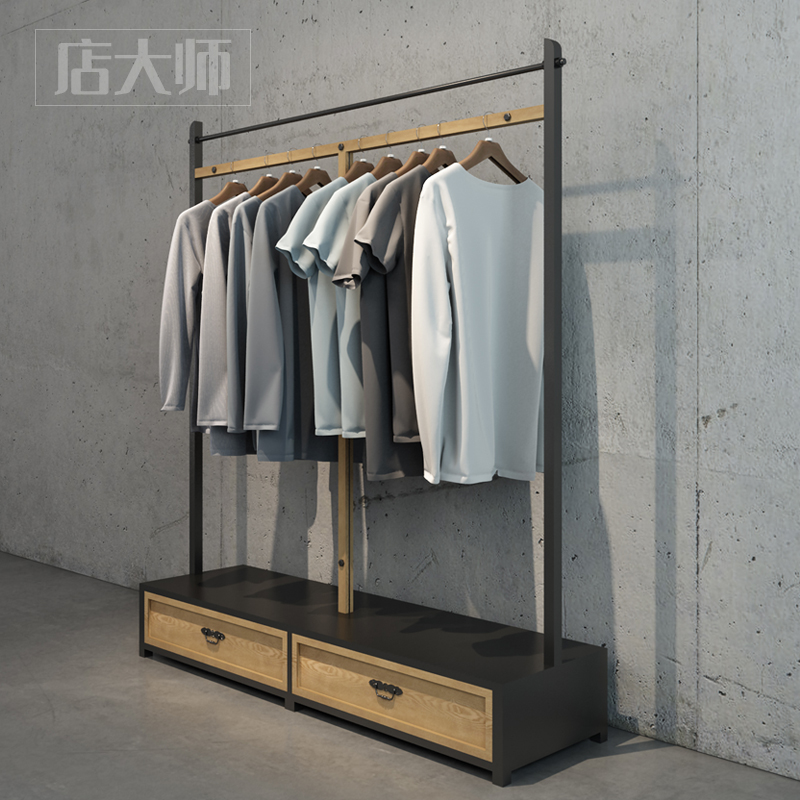 女装服装店货架展示架中岛衣架落地直播童装复古陈列道具挂衣架杆
