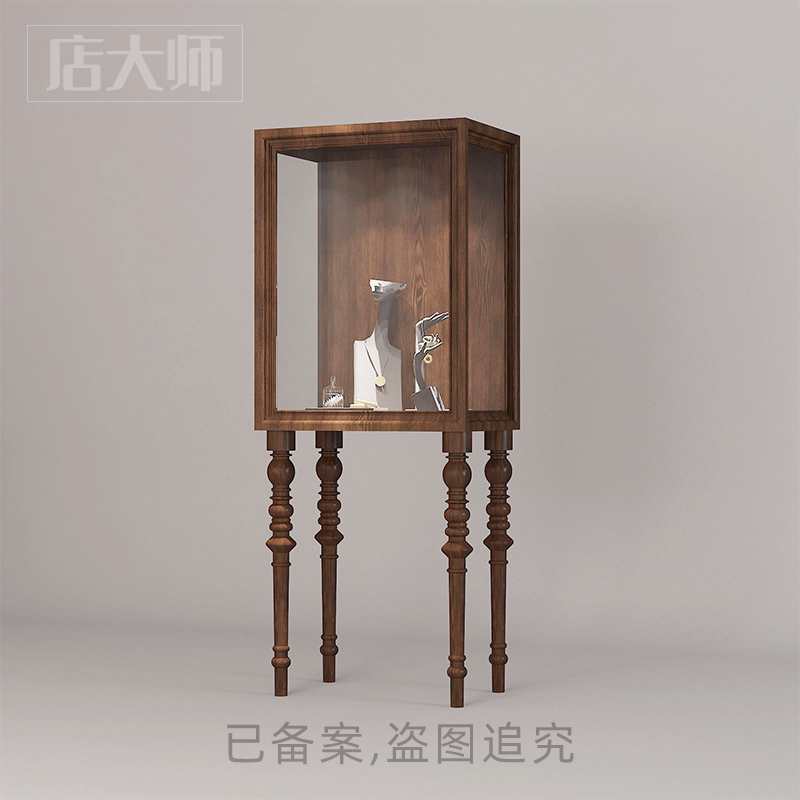 木质珠宝展柜柜台饰品展示柜定制翡翠玉器展厅橱窗靠墙复古柜子