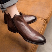 BZS 210810 老马家手工男鞋 帕达索秋冬意大利真皮切尔西靴