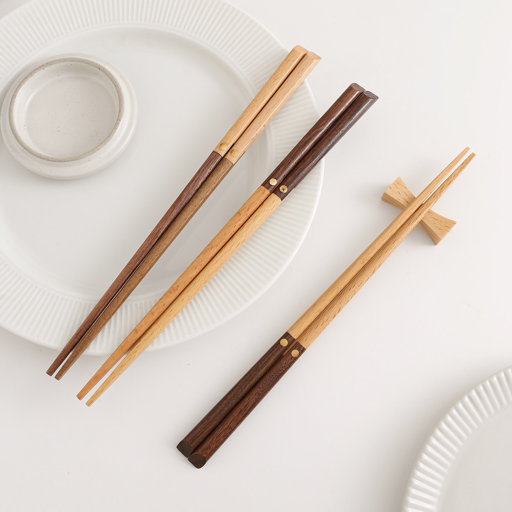 简约22.5厘米筷子创意榉木黑胡桃木拼接餐具尖头寿司料理餐厅家用,餐饮具,筷子,淘宝优惠券,粉丝福利购,淘宝优惠卷