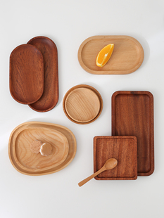 ins风木质托盘圆形木盘子杯垫椭圆果盘咖啡小木碟牛奶点心摆拍盘