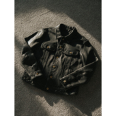 特叔男装 风暴骑士复古帅气真皮皮衣短款 黑色翻领外套水洗做旧夹克