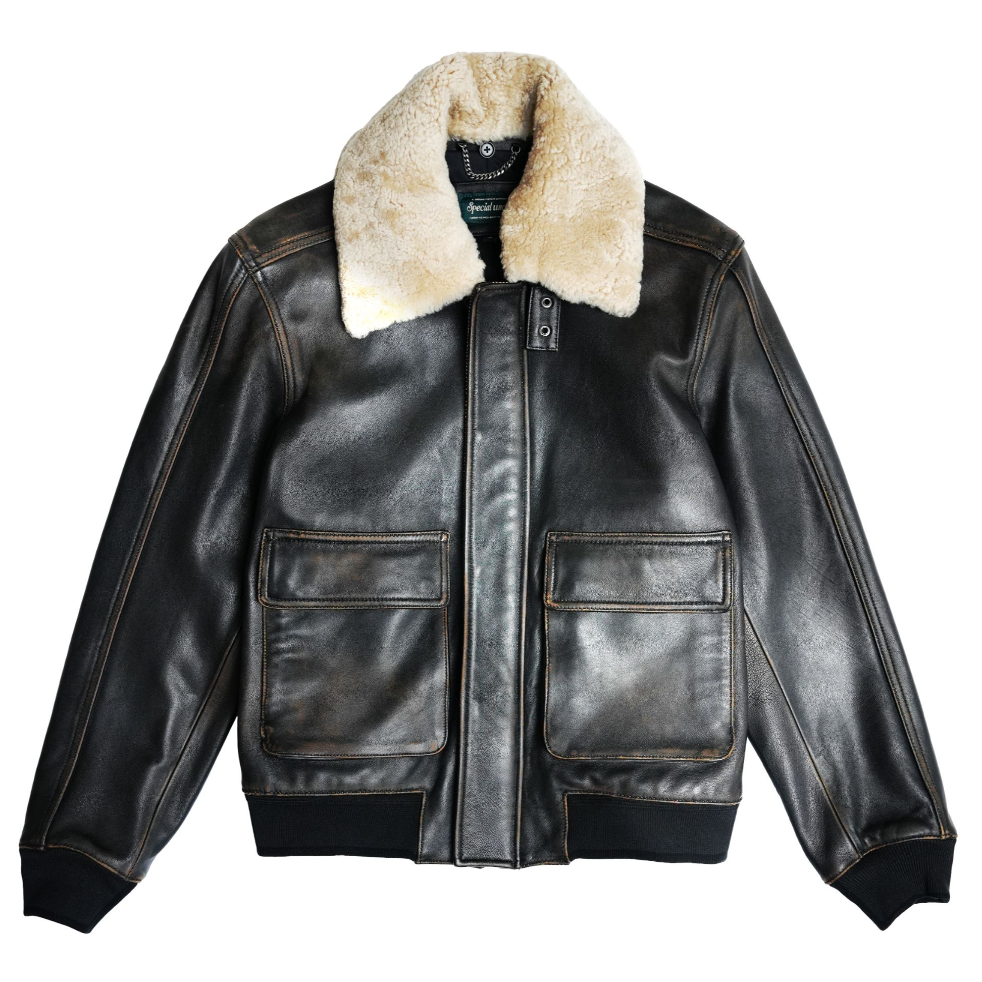 特叔G1毛领飞行服羊毛毛领真羊皮时尚休闲百搭简约经典毛领