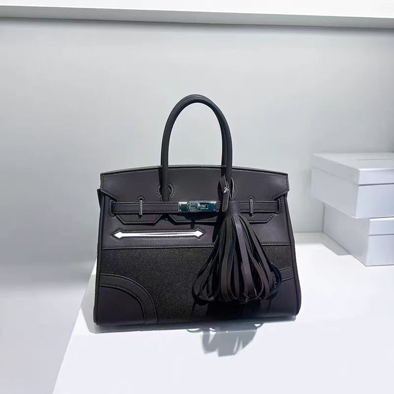 3102-30 乌木色 毛毡包 Swift皮拼样撞色手提包包经典包