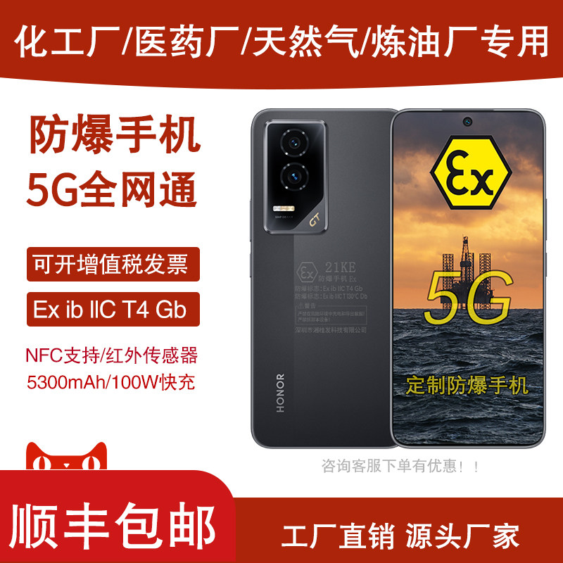 honor/荣耀 GT 第三代骁龙8旗舰芯新款定制防爆手机化工厂医药工业石油库本安EX燃气行业专用 定制版(带证书)