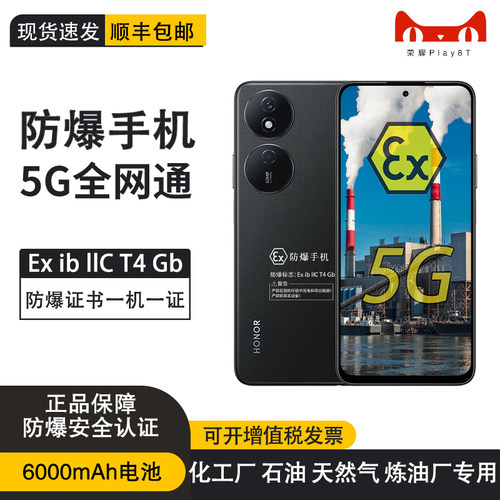 荣耀Play8T 5G 6000mAh长续航5000万像素 定制防爆手机化工厂医药EX工业油库专用 防爆定制版（带证书） 荣耀