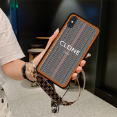 DLARA适用于苹果xsmax手机壳皮质感iphone8plus保护套苹果8 6splus外壳苹果XR防摔女 8p配长挂绳苹果6