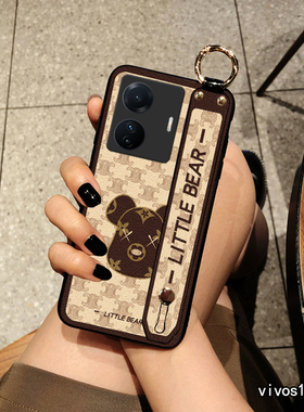 DLARA vivo S50promini手机壳S30保护套S20外壳S16皮质感S19爆力熊s17女11S全包s15腕带款iqoo12斜挎挂绳S18e