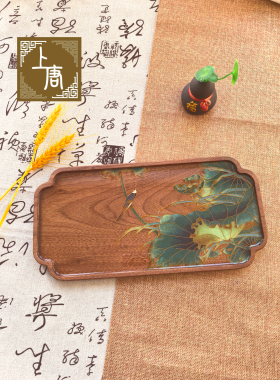 池塘秋艳掐丝珐琅茶盘diy手工材料非遗手工艺品景泰蓝装饰茶盘