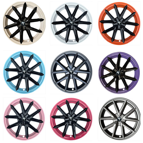 适用于特斯拉老款model318寸全包边运动款轮毂盖双拼色轮毂装饰圈