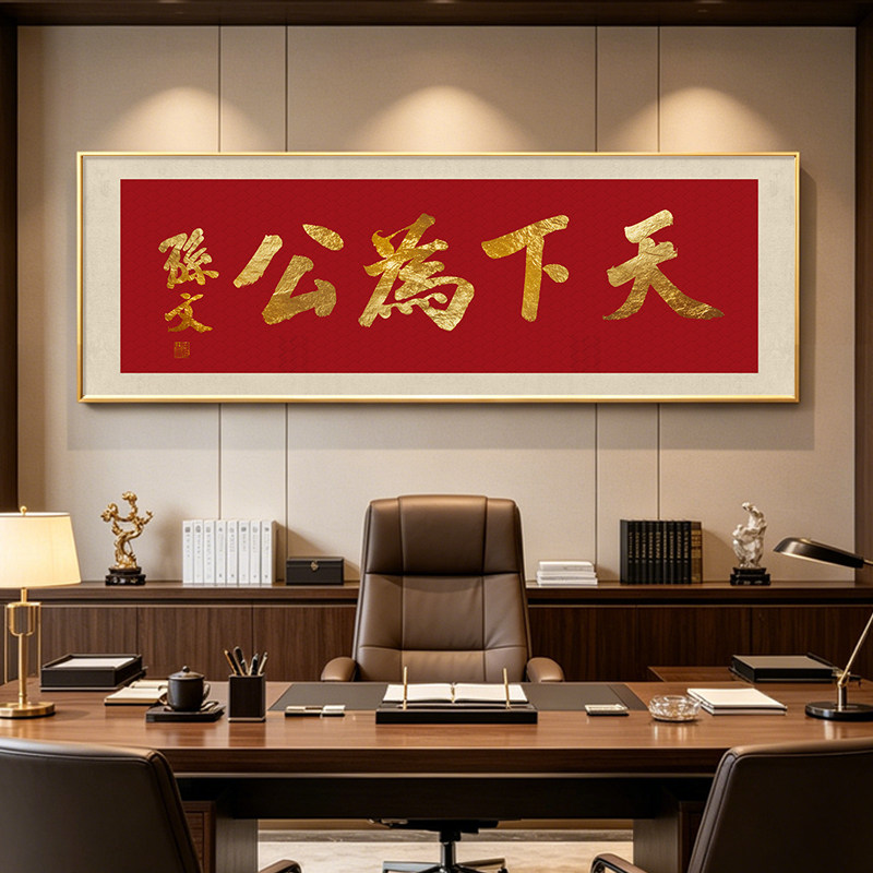 天下为公挂画孙中山先生书法字画孙文真迹复刻金字客厅办公室牌匾