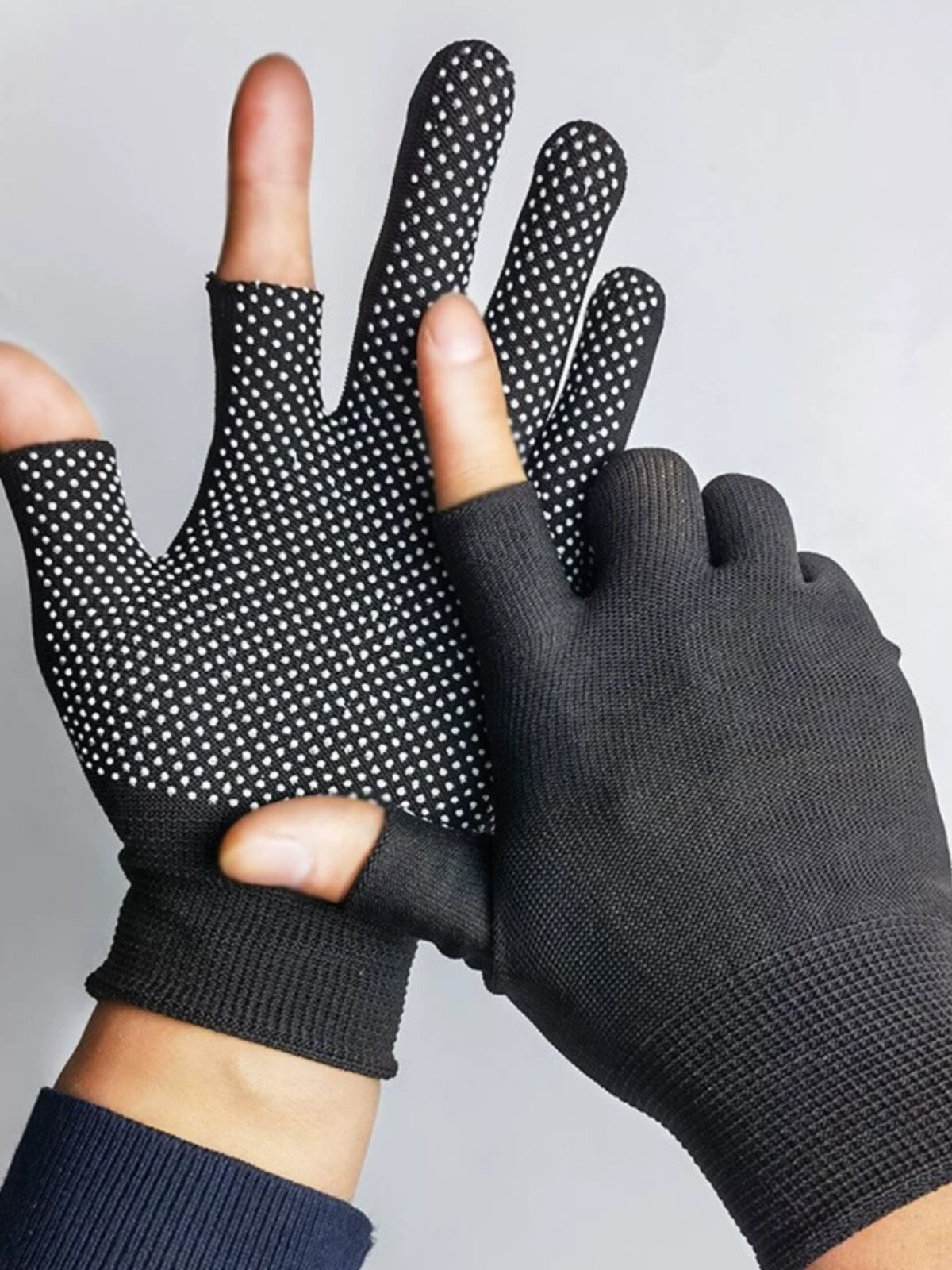 WINTER WARM DEW TWO-FINGER GLOVES 2 FINGER AND HALF FINGERS ANTI-SLIP WEAR-RESISTANT FISHING EQUIPMENT TOUCH SCREEN REPAIR FACTORY WORK COTTON