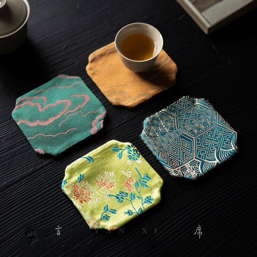 杯垫轻奢高级感仿丝提花禅意壶承